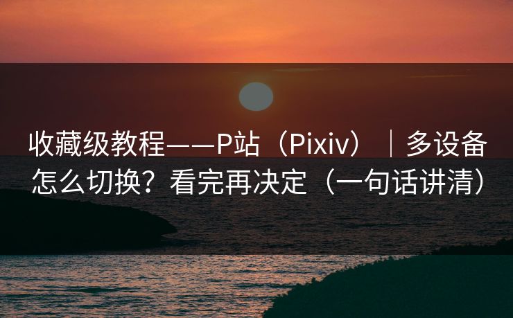 收藏级教程——P站（Pixiv）｜多设备怎么切换？看完再决定（一句话讲清）