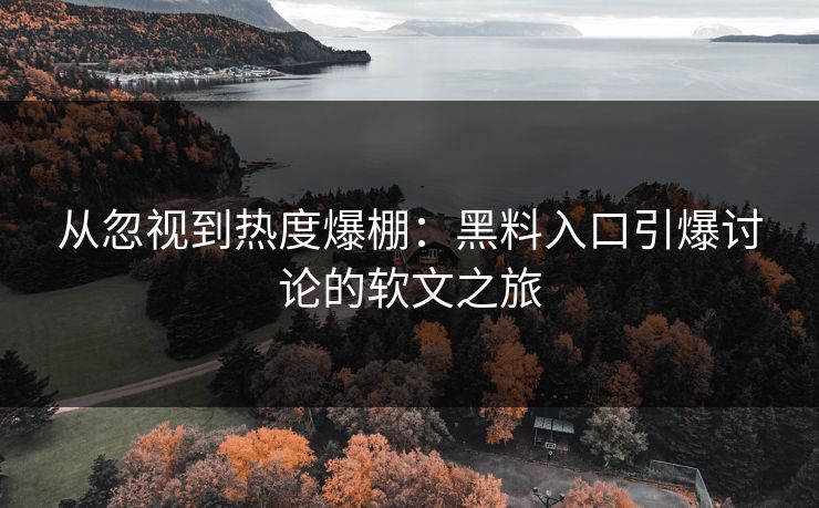 从忽视到热度爆棚：黑料入口引爆讨论的软文之旅